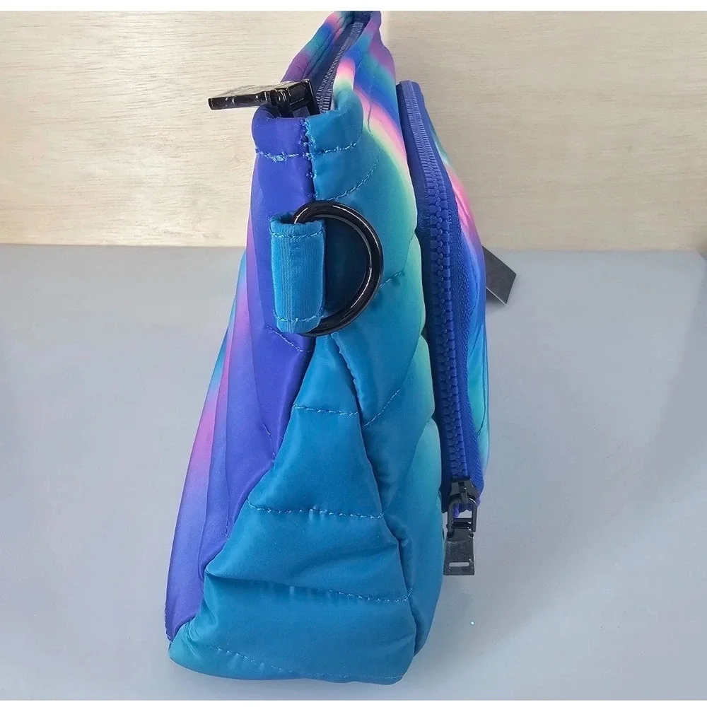 Think‎ Royln Downtown Crossbody Bag Rainbow Ombre Quilted Puffer Pouch New